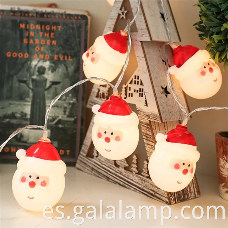 Coloridas luces de cuerda LED festivas con Santa Claus y Snowman